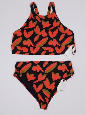 PrAna Rose Fire Indo Disco Bikini Swimwear Bathing Suit L/XL NWT